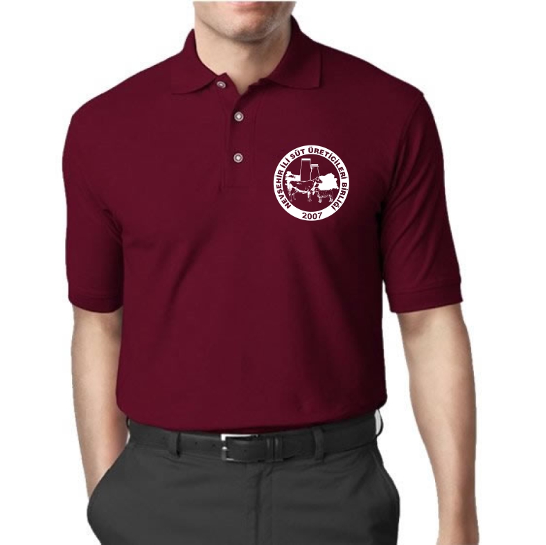 Baskılı Lacoste Polo Yaka Tişört Bordo