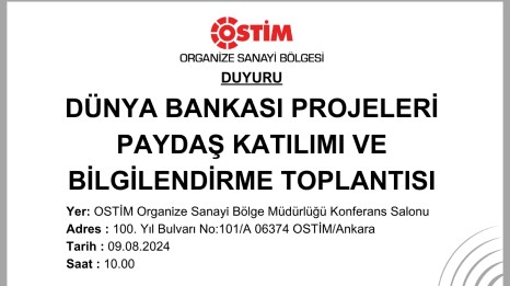 Dünya Bankası Projeleri Paydaş Katılımı ve Bilgilendirme Toplantısı