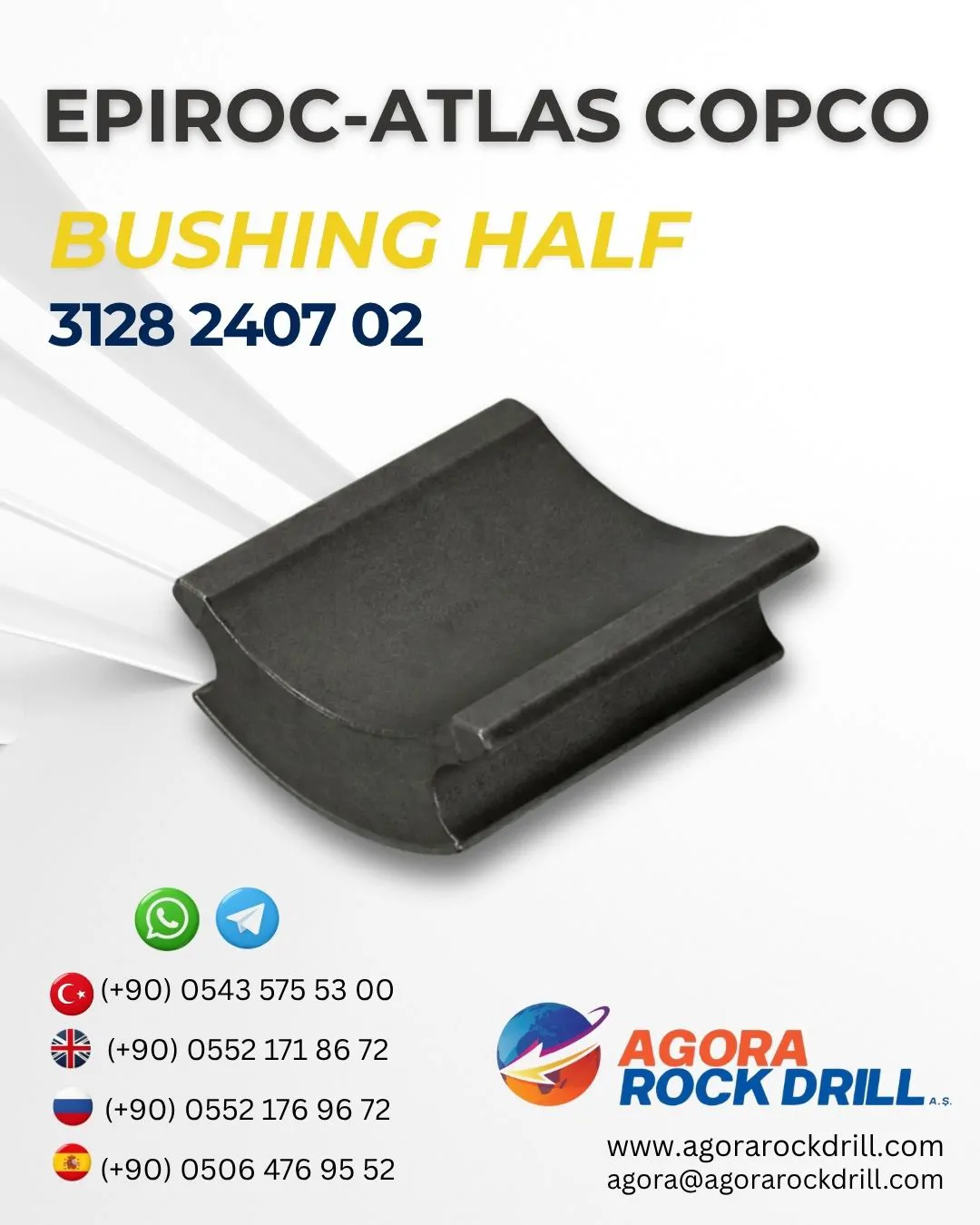 Epiroc – Atlas Copco - Bushing Half - 3128 2407 02 - 3128240702 - 3128-2407-02