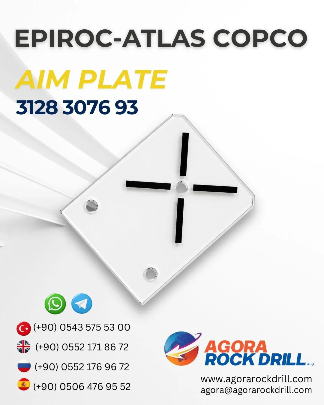 Epiroc - Atlas Copco - Aim Plate - 3128 3076 93 - 3128307693 - 3128-3076-93
