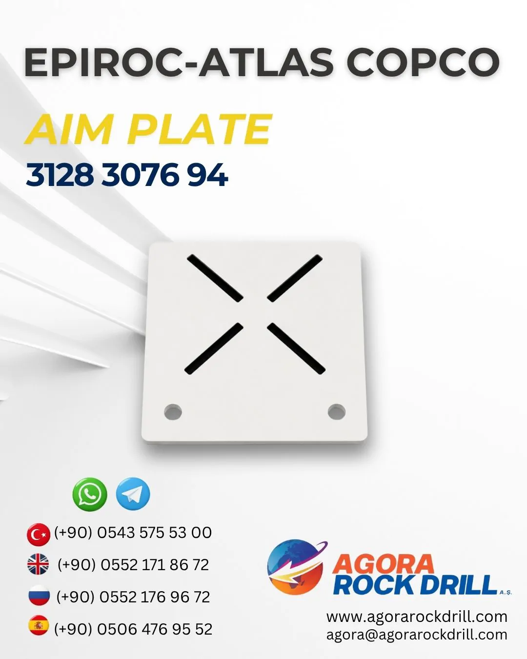 Epiroc - Atlas Copco - Aim Plate - 3128 3076 94 - 3128307694 - 3128-3076-94