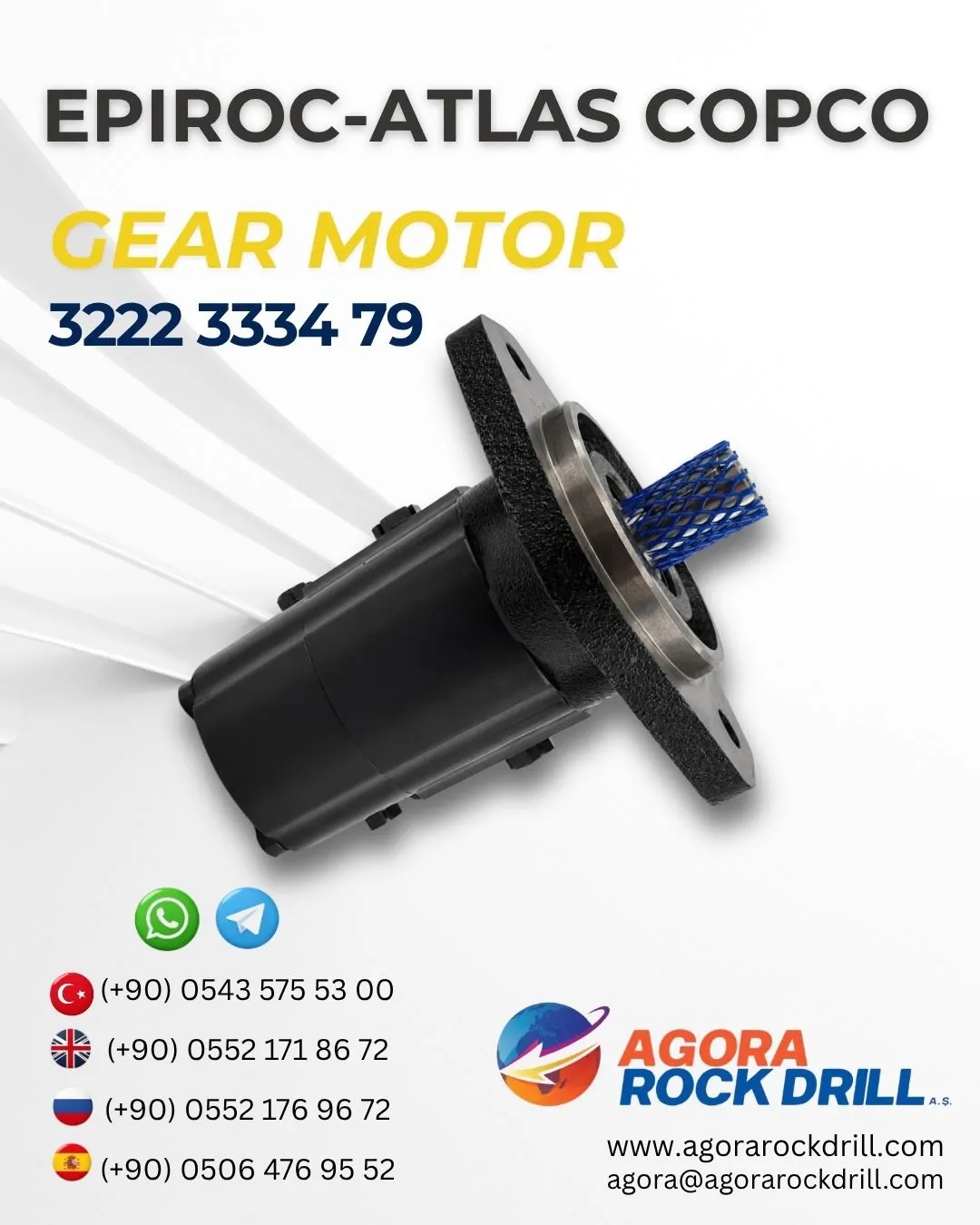 Epiroc - Atlas Copco - Gear Motor - 3222 3334 79 - 3222333479 - 3222-3334-79
