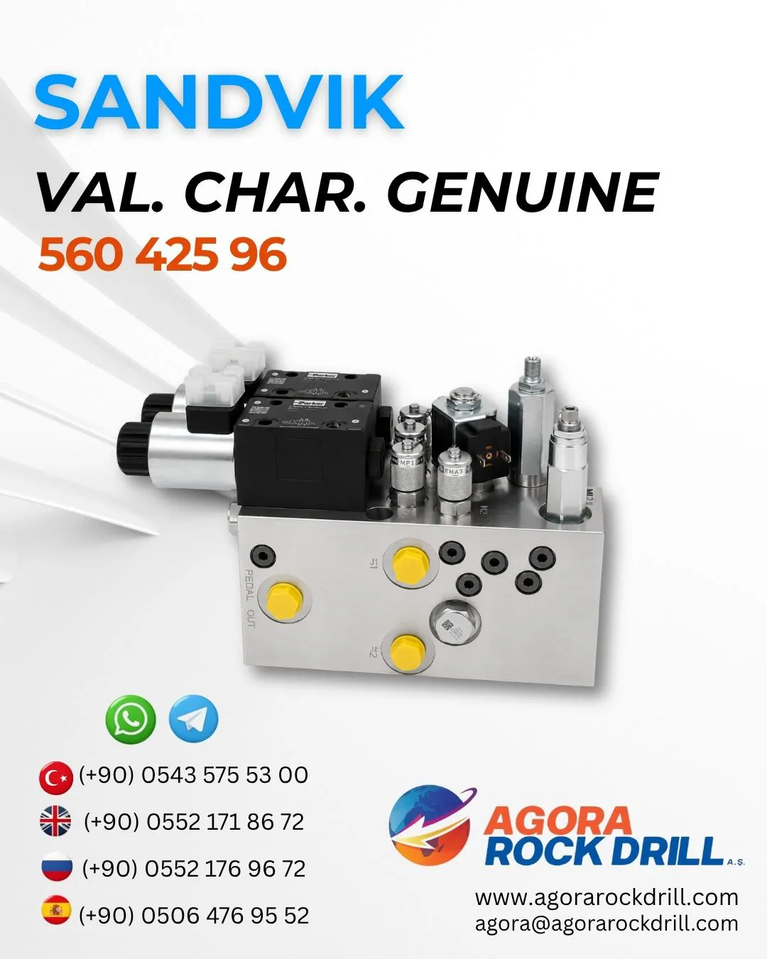 Sandvik - Valve, Charging Genuine - 560 425 96 - 56042596