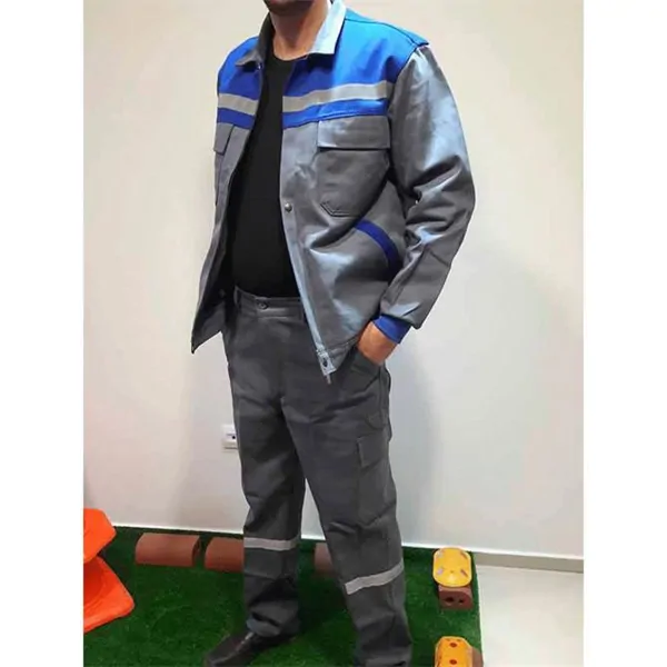 Gri Mavi 7x7 Gabardin Mont Takım İş Elbisesi