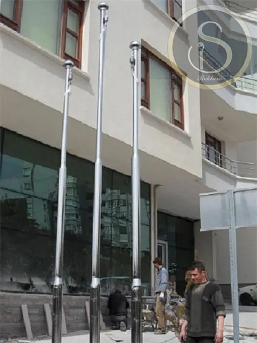 Stainless Chrome Flagpole with Internal Mechanism