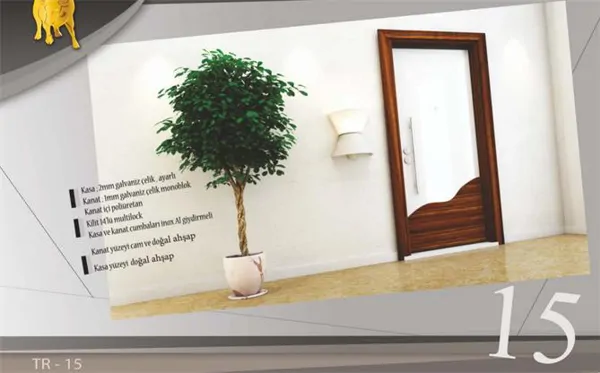 Doğal Ahşap Çelik Kapı