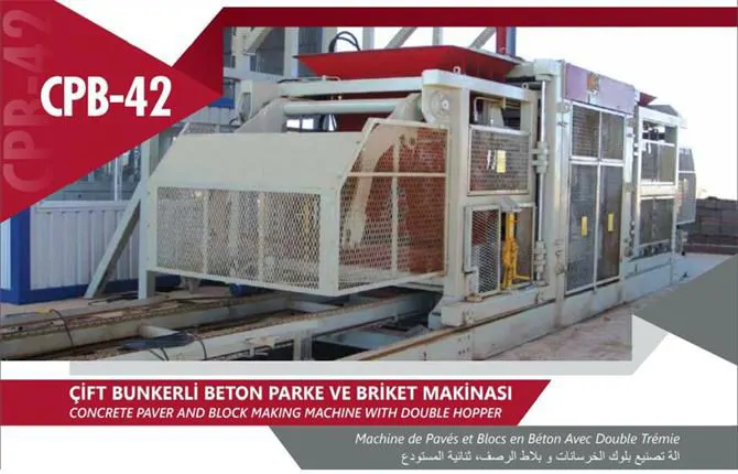 çift bunkerli beton parke ve briket makinası
