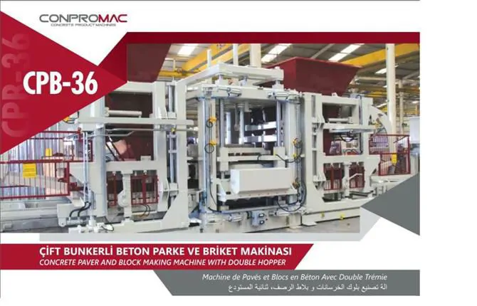 çift bunkerli beton parke ve briket makinası