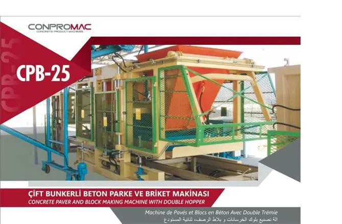 çift bunkerli beton parke ve briket makinası