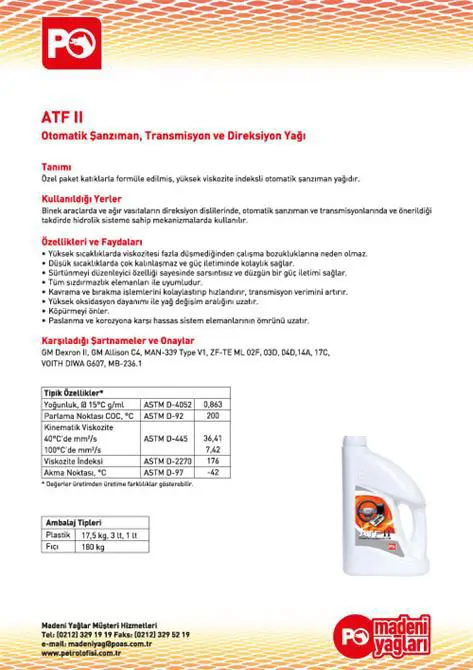 Şanzuman , Transmisyon ve Direksiyon Yağı