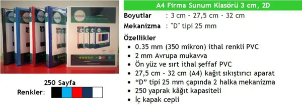 A4 Firma Sunum Klasörü