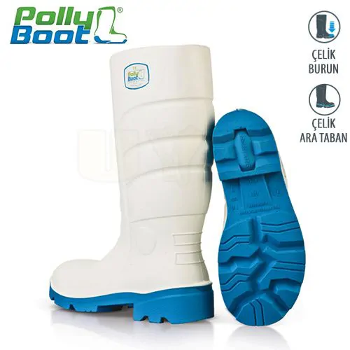 Polly Boot İş Çizmesi Glaxy 103 Beyaz Çelik Burunlu Çelik Ara Tabanlı