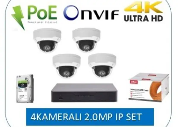 SilverStone 2.0MP H265 Poe 4Kameralı IP Kamera Seti