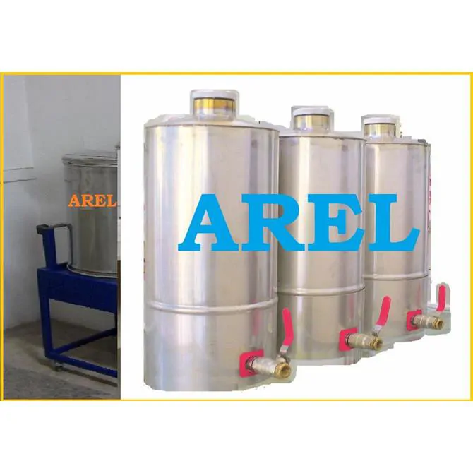 AREL GAMAX 303 Portable, Stainless Steel Tank, Conical Bottom, Screw-Seal Top Lid, Liquid Storage Tank.