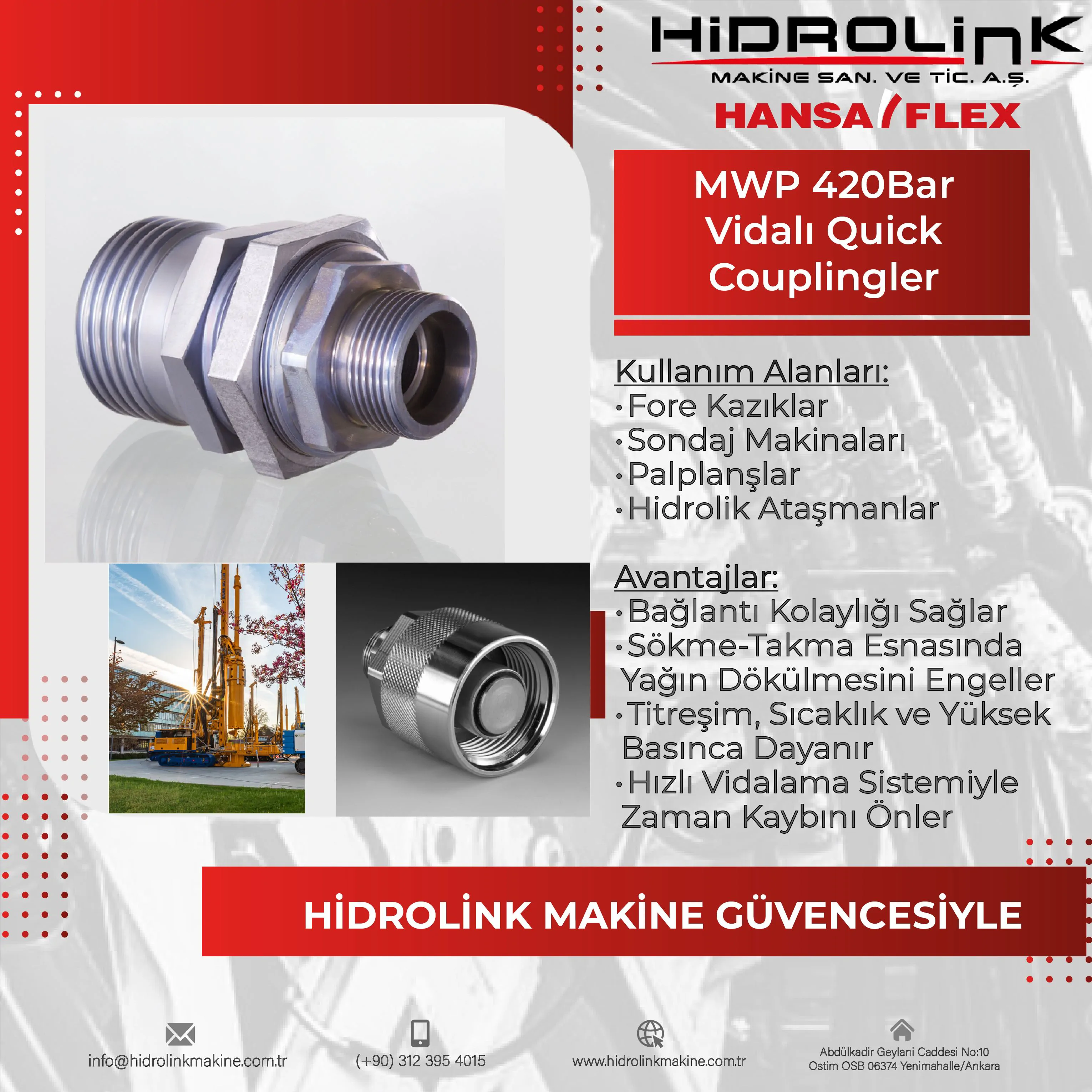 MWP 420 Bar Vidalı Quick Couplingler